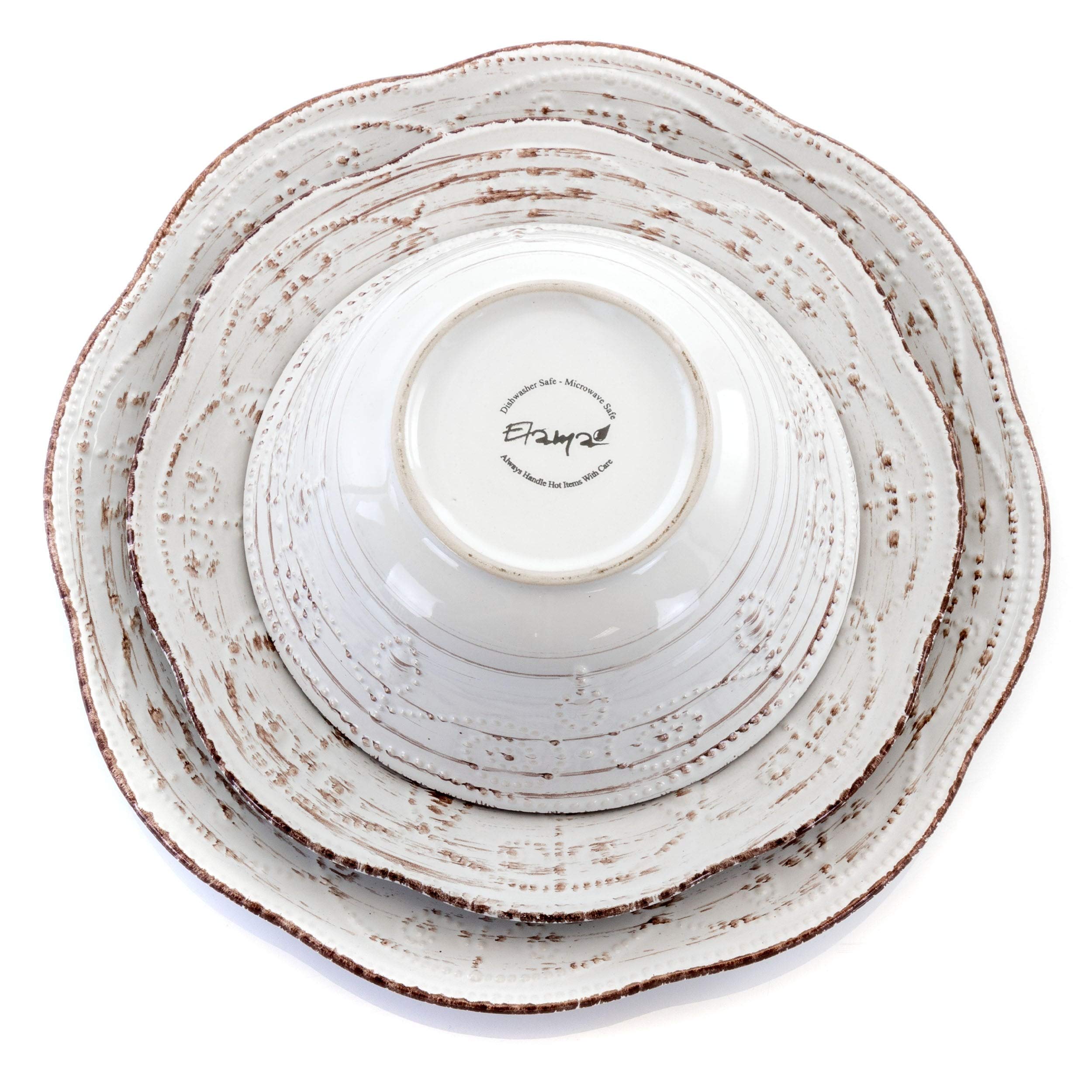Amazon.co.jp: Country Birch 16ピース ストーンウェア ラウンド